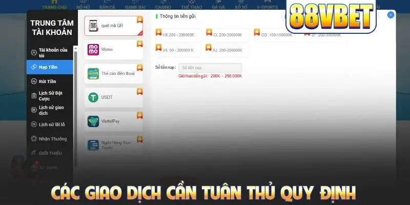 Các giao dịch cần tuân thủ quy định